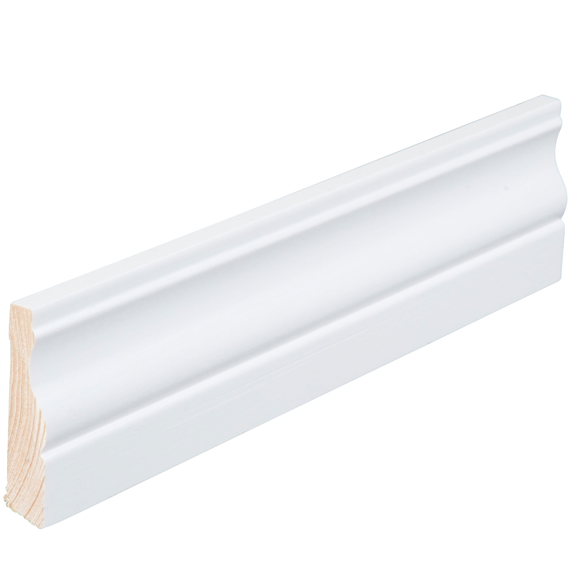 Fotlist 15x70x4400mm Hvit Furu, Ncs S0502-y, Profilert