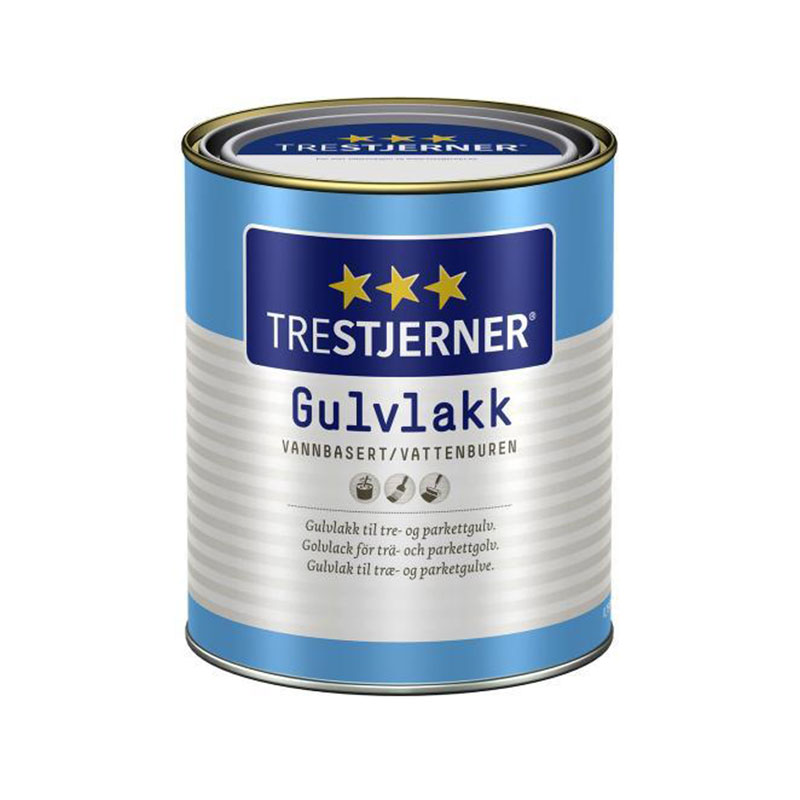 Trestjerner Gulvlakk Halvblank Trestjerner 0,75 L, Vannbasert Og Vanntynnbar, Innvendig Bruk, Anbefalt Forbruk 8-10 M2/l