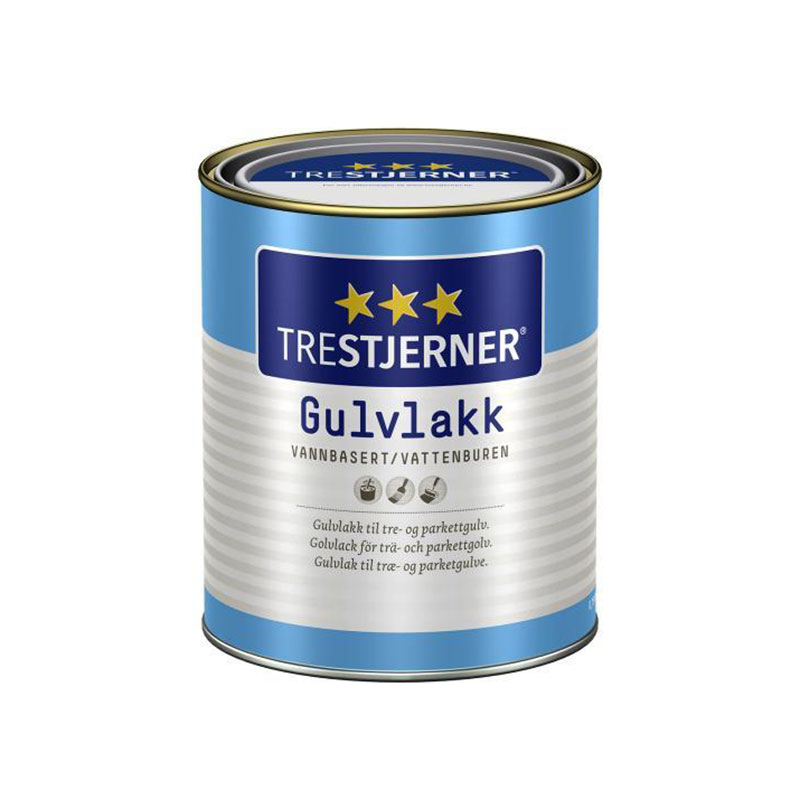 Trestjerner Gulvlakk Silkematt Trestjerner 0,75 L, Vannbasert Og Vanntynnbar, Innvendig Bruk, Anbefalt Forbruk 8-10 M2/l