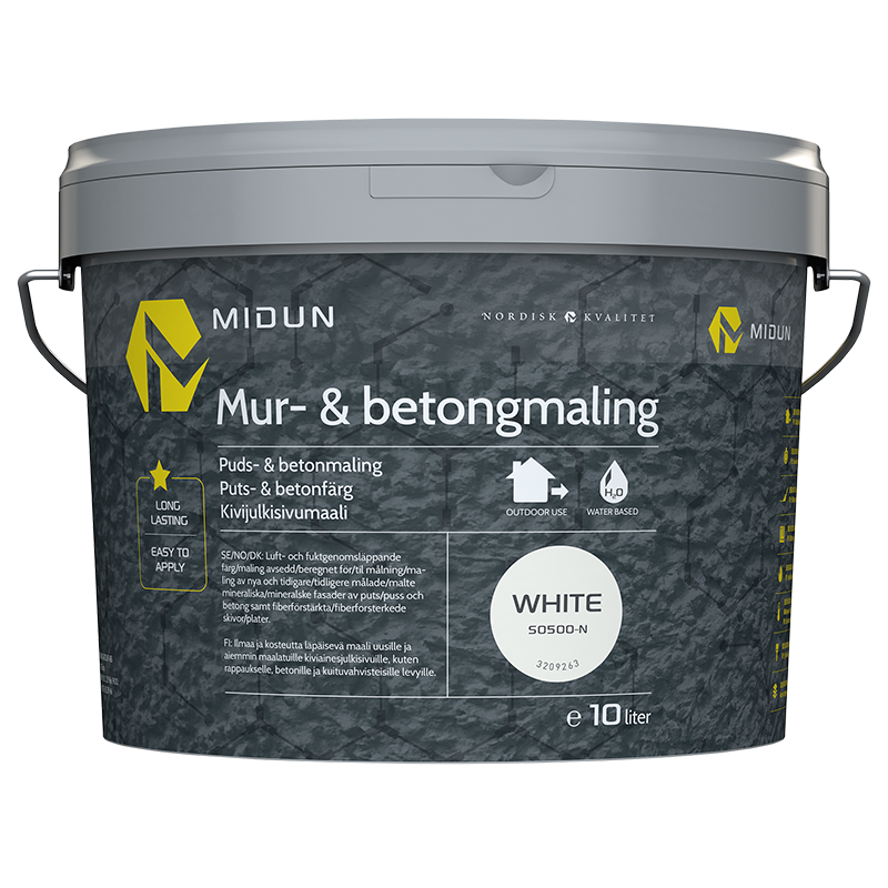Midun Murmaling V Hvit  10 L, Utemaling, Vannbasert