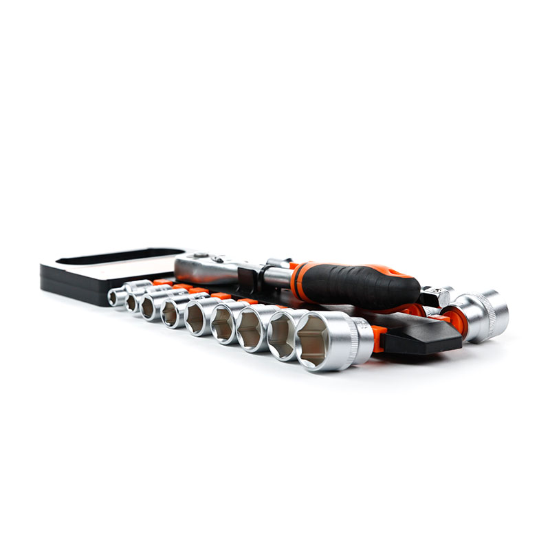 Pipenøkkelsett 20 Deler 18 Stk Hylser, 3/8" Forlengere, 3/8" Sperrehåndtak Med Quick-release Funksjon, Høyre-/venstrehengslet