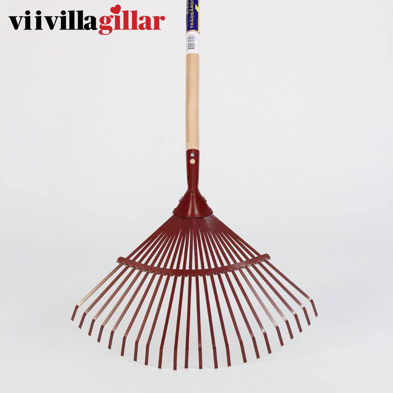 Løvrake 22 Flate Pinner, 44,5 Cm Bred. Skaft I Lakket Asp Ø 24mm 150 Cm