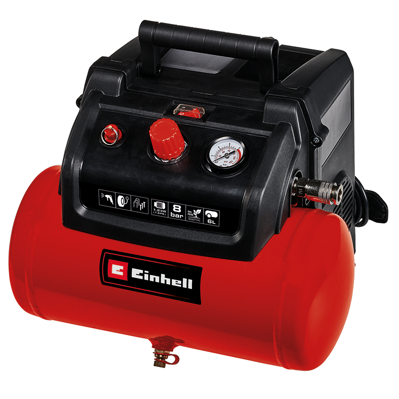 Einhell Kompressor - Tc-ac 190/6/8 Of Set Einhell Svart, Rød, 1200, W