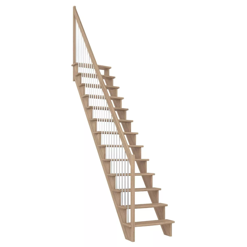 Dolle Trapp Lyon Lakkert Eik Rett Vertikalt Metallrekkverk Dolle Venstre Side, 65 Cm