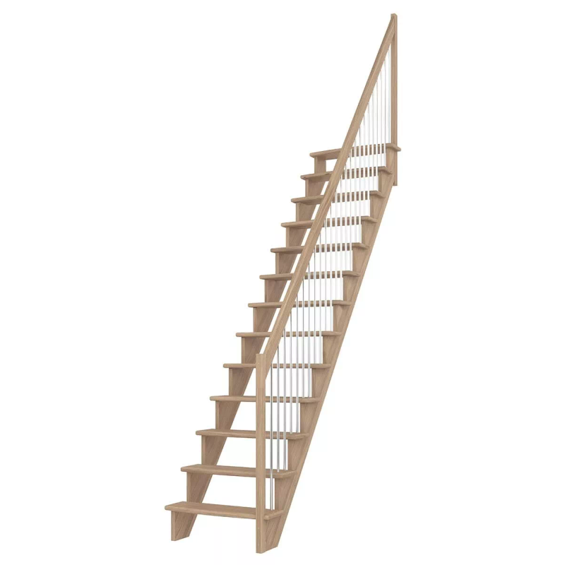 Dolle Trapp Lyon Lakkert Eik Rett Vertikalt Metallrekkverk Dolle Høyre Side, 75 Cm