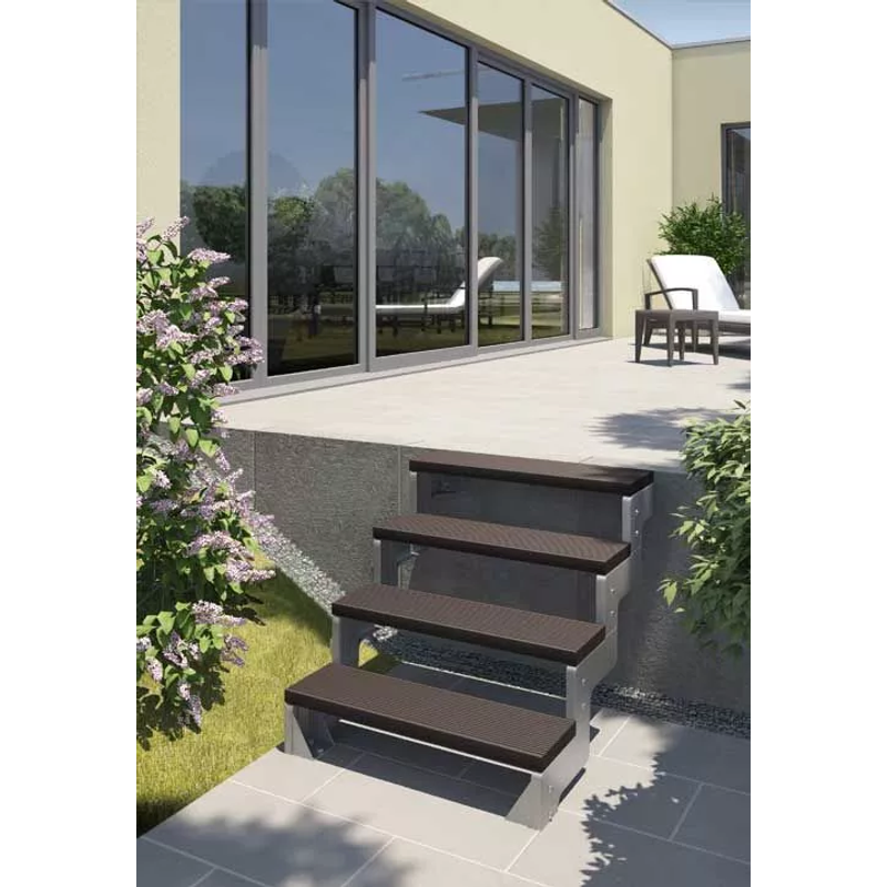 Dolle Utvendig Trapp Gardentop Trimax® Uten Rekkverk Dolle 4 Trinn, Mørkebrun