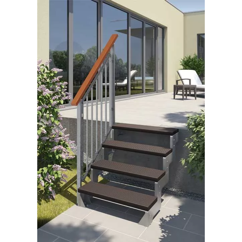 Dolle Utvendig Trapp Gardentop Trimax® Rekkverk En Side Dolle 9 Trinn, Mørkebrun