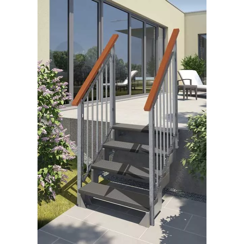 Dolle Utvendig Trapp Gardentop Trimax® Rekkverk Begge Sider Dolle 4 Trinn, Antracit