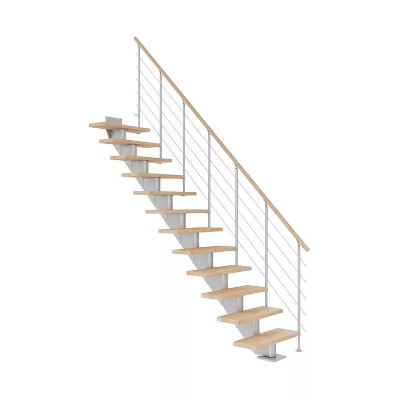Dolle Trapp Hamburg Style6 Rett Dolle Sølvgrå, Oljet Bøk, 12 Trinn, 85 Cm