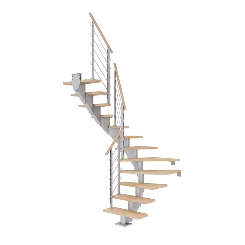 Dolle Trapp Hamburg Design U-form Dolle Sølvgrå, Oljet Bøk, 13 Trinn, 75 Cm