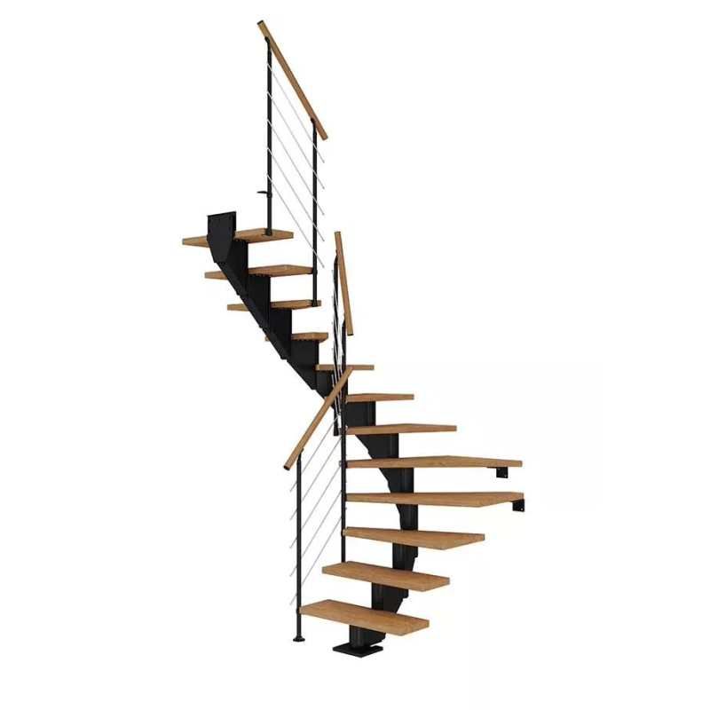 Dolle Trapp Hamburg Style6 U-form Dolle Svart, Oljet Eik, 12 Trinn, 75 Cm