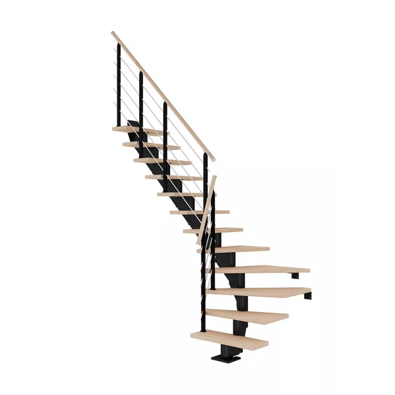 Dolle Trapp Hamburg Design L-form Dolle Svart, Hvitoljet Eik, 14 Trinn, 85 Cm