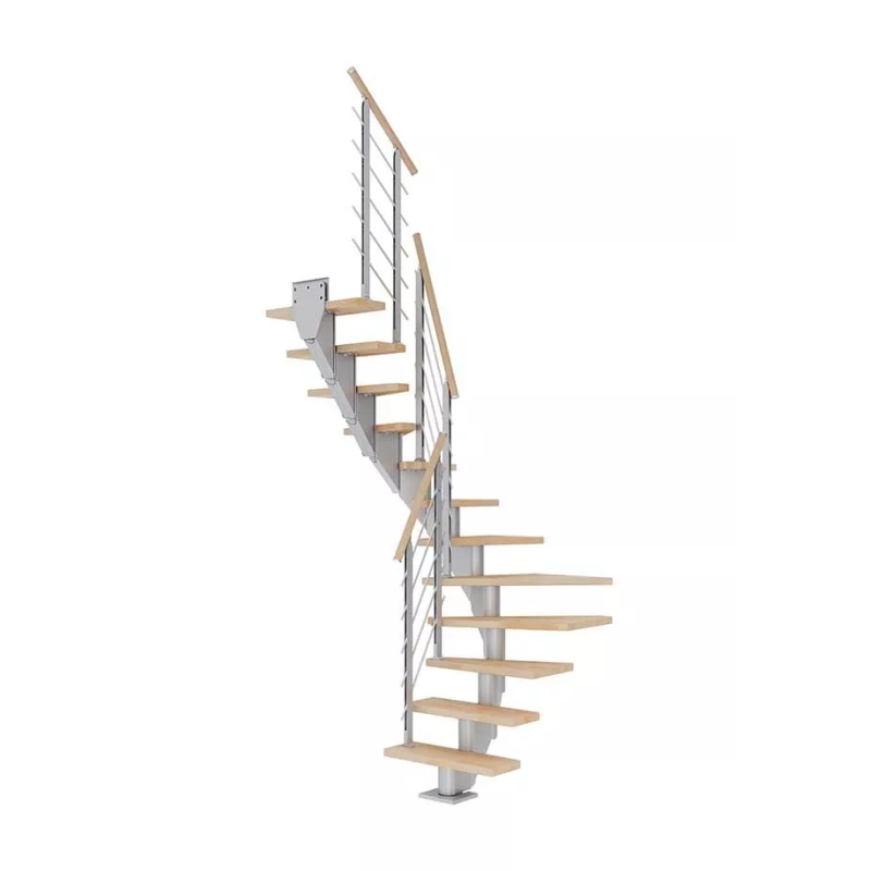 Dolle Trapp Frankfurt Design U-form Dolle Sølvgrå, Oljet Bøk, 13 Trinn, 65 Cm