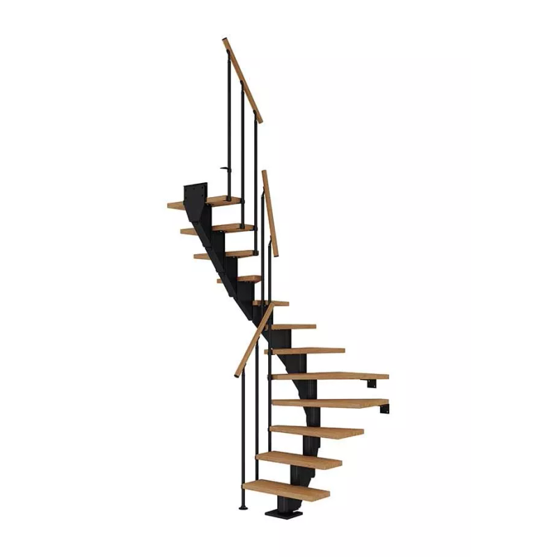 Dolle Trapp Frankfurt Classic Ii U-form Dolle Svart, Oljet Eik, 13 Trinn, 65 Cm
