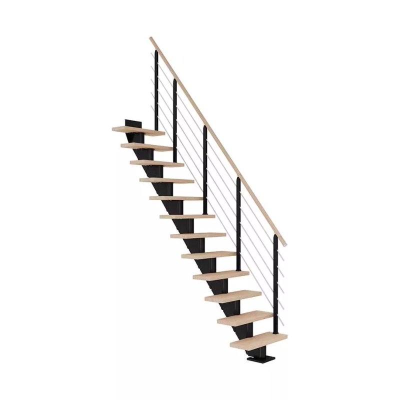 Dolle Trapp Frankfurt Design Rett Dolle Svart, Hvitoljet Eik, 12 Trinn, 65 Cm