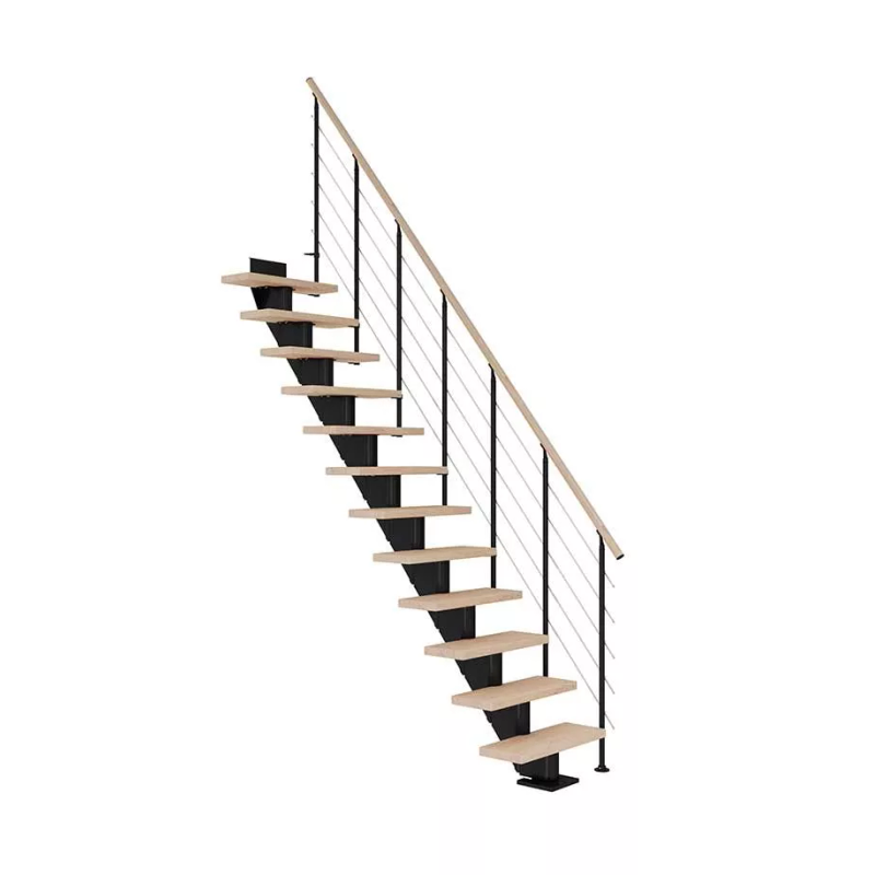 Dolle Trapp Frankfurt Style6 Rett Dolle Svart, Hvitoljet Eik, 13 Trinn, 75 Cm