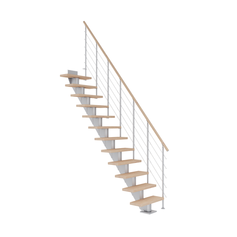 Dolle Trapp Frankfurt Style6 Rett Dolle Sølvgrå, Hvitoljet Eik, 13 Trinn, 75 Cm