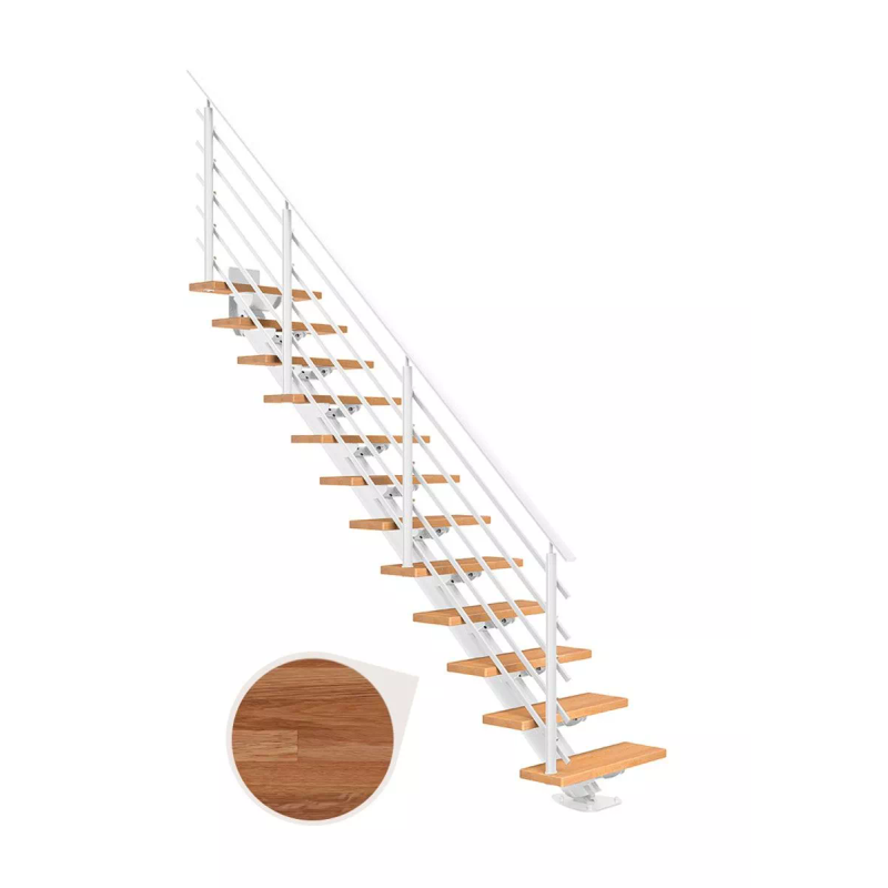 Dolle Trapp Sydney Pure Rett Dolle Hvit, Oljet Eik, 13 Trinn, 75 Cm