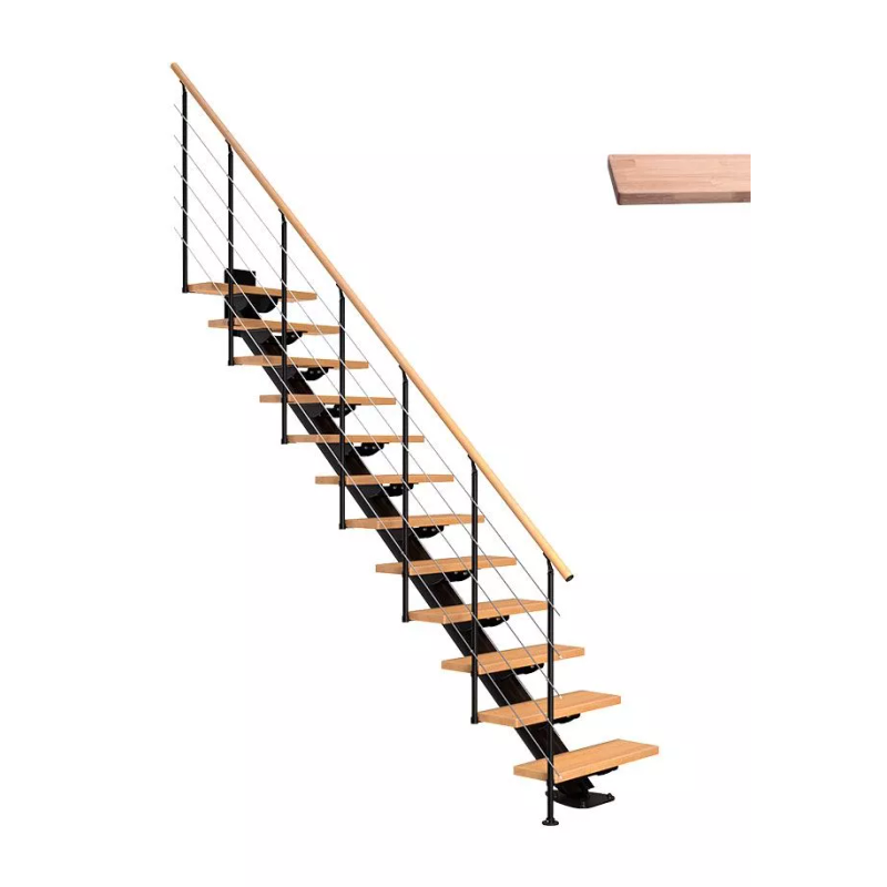 Dolle Trapp Sydney Style6 Rett Dolle Svart, Hvitoljet Eik, 13 Trinn, 85 Cm