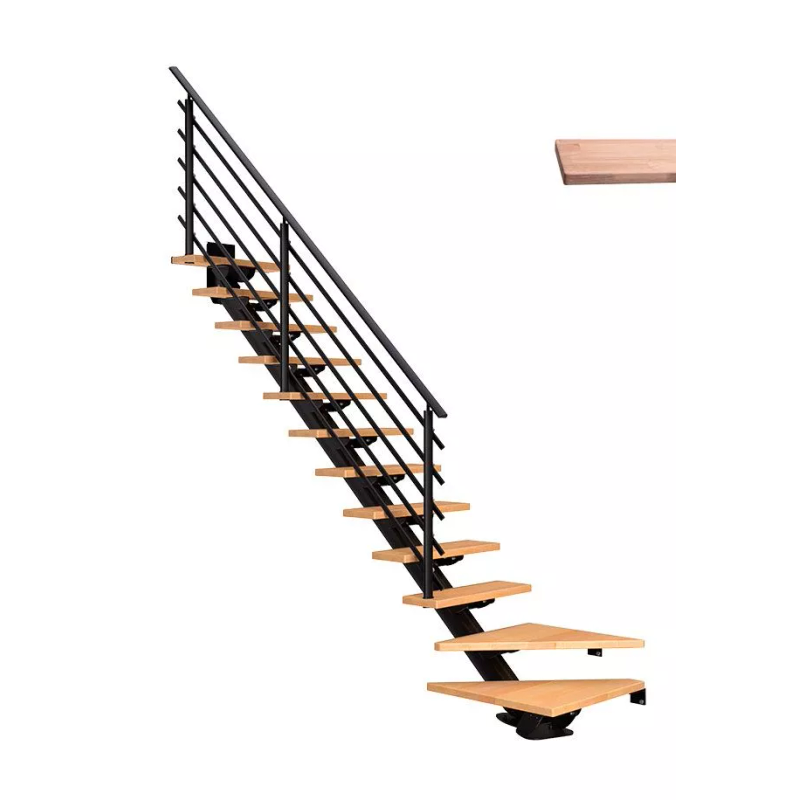 Dolle Trapp Sydney Pure L-form Dolle Svart, Hvitoljet Eik, 13 Trinn, 85 Cm