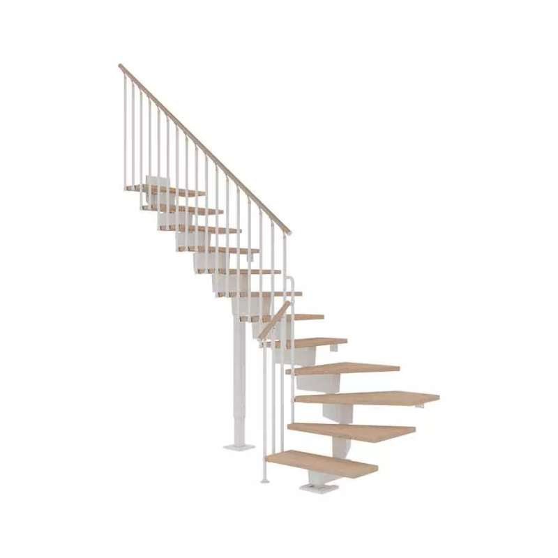 Dolle Trapp Dubai Classic Iii L-form Dolle 14 Trinn, Hvit, Hvitoljet Eik, 80 Cm
