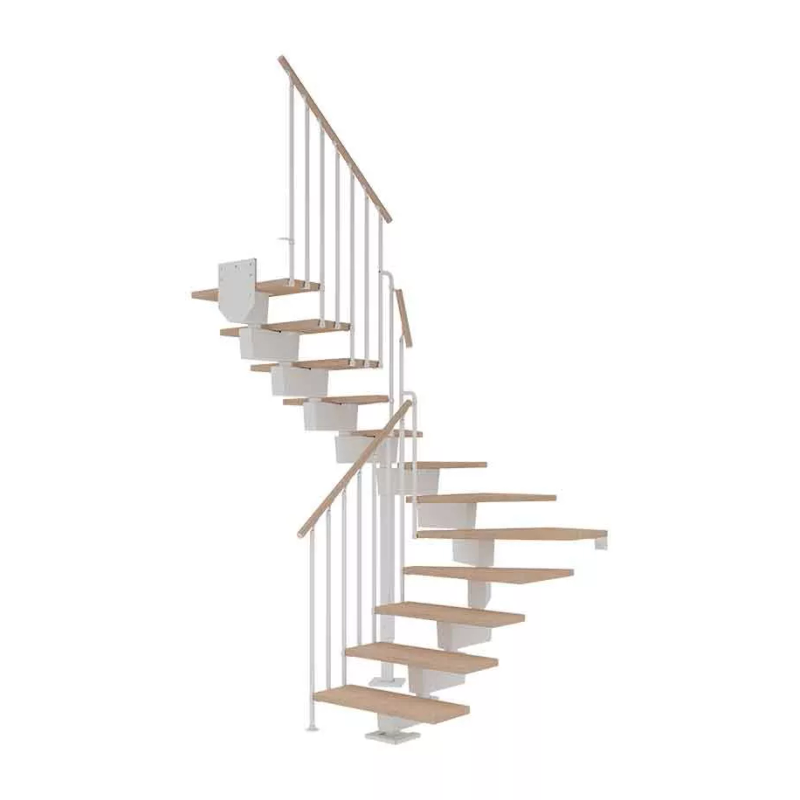 Dolle Trapp Dubai Classic Iii U-form Dolle 12 Trinn, Hvit, Hvitoljet Eik, 90 Cm