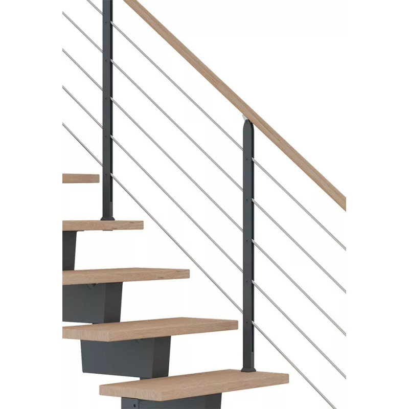 Dolle Rekkverk Dubai Design Dolle 11-13 Trinn, Antracit, Hvitoljet Eik