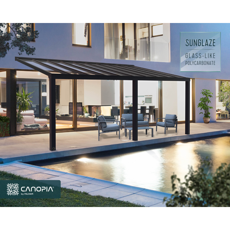 Canopia Balkongtak Stockholm Aluminium Mørkegrå Canopia 3,4 X 7,4 M