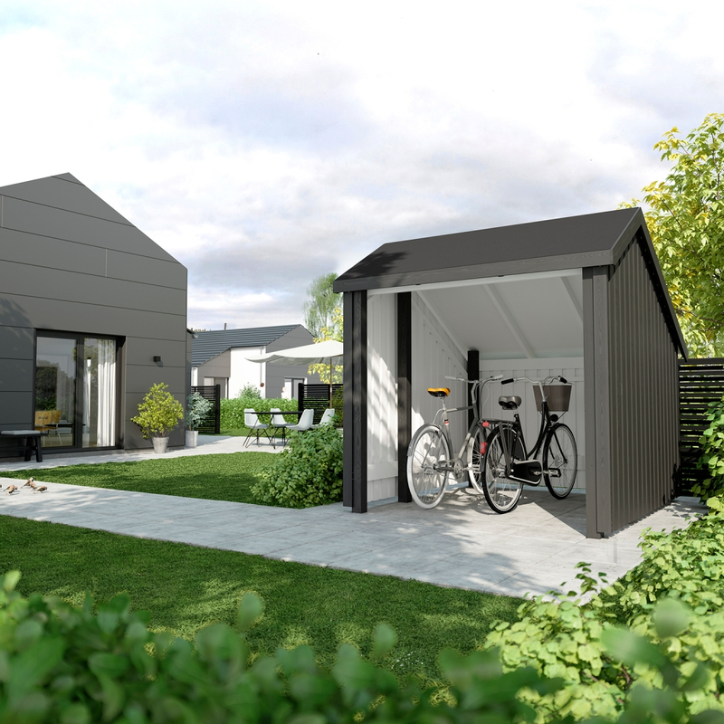 Plus Sykkelskur 5,7 M2 1 Modul Åpen  Inkl. Takpapp Og Alulister
