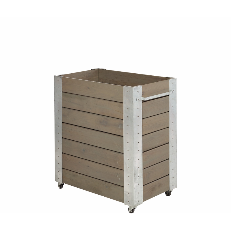 Plus Blomsterkasse Cubic Med Hjul  87×95 Cm, Gråbrun
