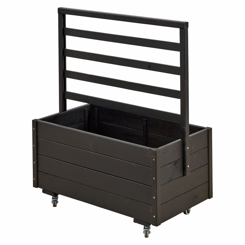 Plus Blomsterkasse Med Espalier Og Hjul Svart  105 Cm
