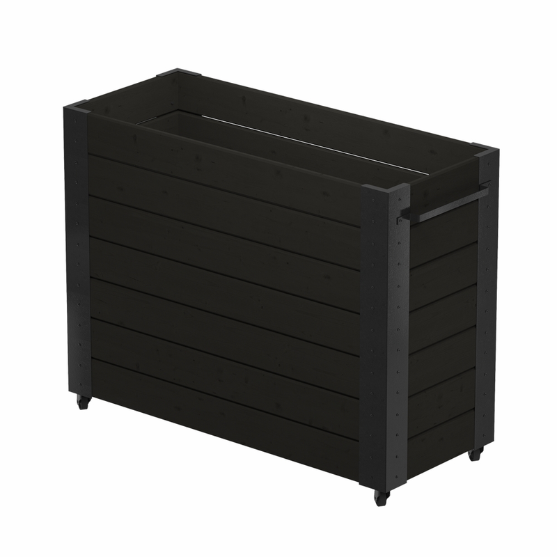 Plus Blomsterkasse Cubic Med Hjul  50×120×95 Cm, Svart