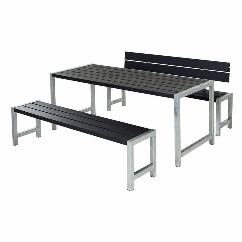 Plus Planksett Med 1 Ryggstøtte 186 Cm  Svart