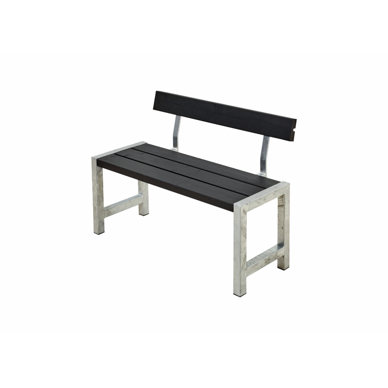 Plus Plankebenk Café Med Ryggstøtte 127 Cm  Svart