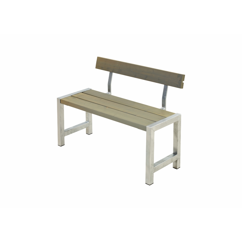 Plus Plankebenk Café Med Ryggstøtte 127 Cm  Gråbrun