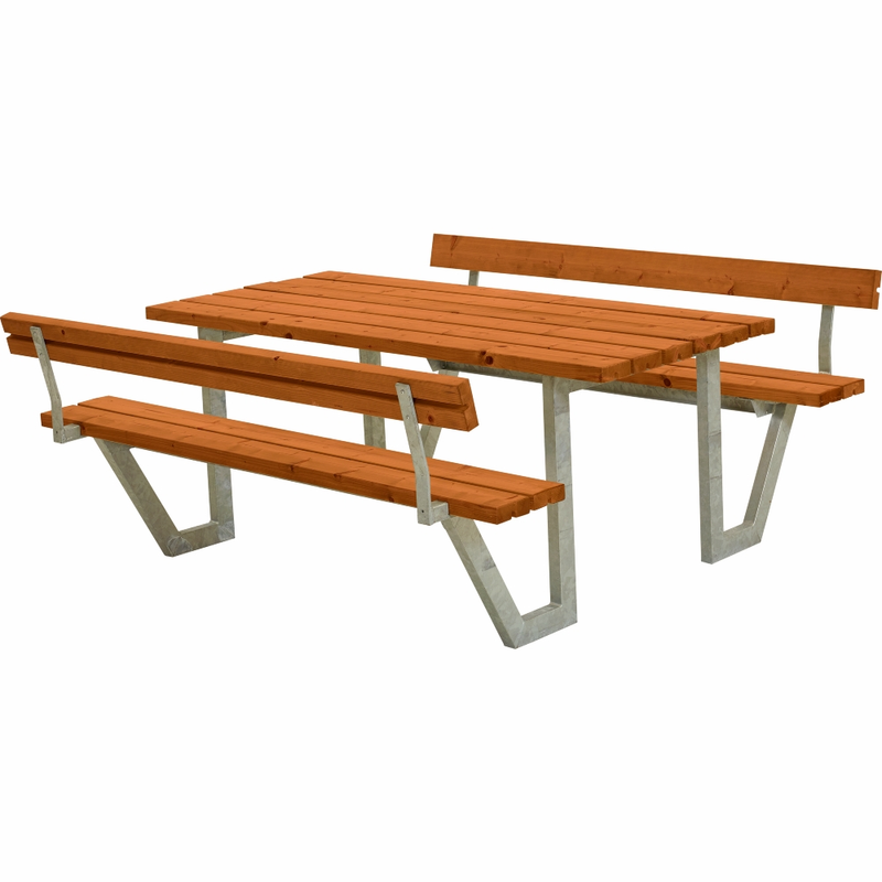 Plus Benksystem Wega Med 2 Ryggstøtter 177 Cm  Grundmalet Teak