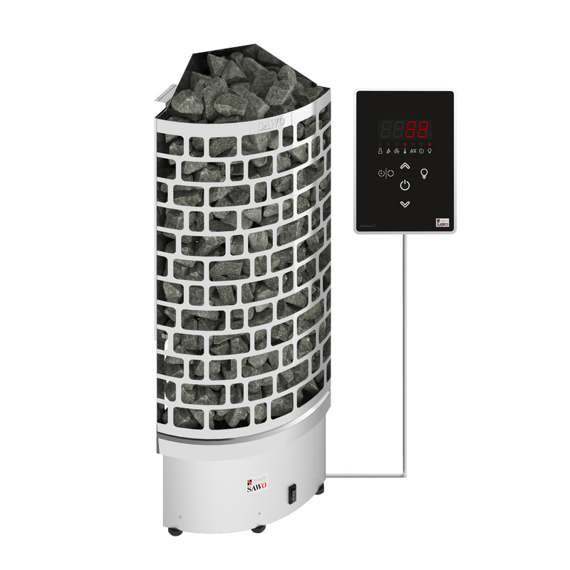 Sawo Elektrisk Saunaovn Tower Aries Hjørne 3p-1p Sawo 4,5 Kw (3-6 M3), Ni2 (innebygd Strømregulator, Krever Kontrollenhet)