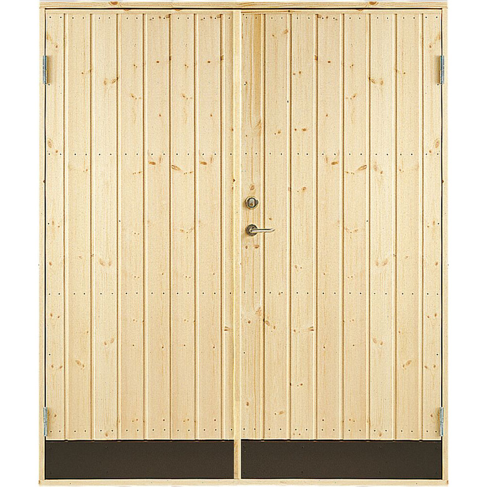 Jabo Dobbeldør 10° Rett 15,3x19  Inkludert 2 Dørlåser, Ubehandlet Tre