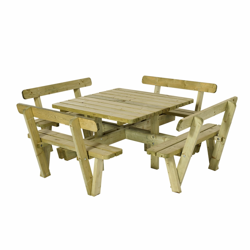 Plus Benkesett Firkantet Med Ryggstøtte 237 Cm Trykkimpregnert  237 Cm, 72/84 Cm