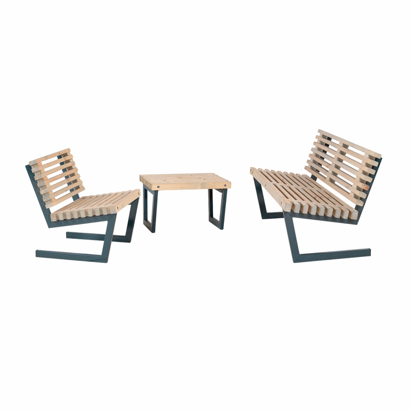 Plus Loungesett Siesta Med Lite Bord 80 Cm  75 Cm, 179 Cm
