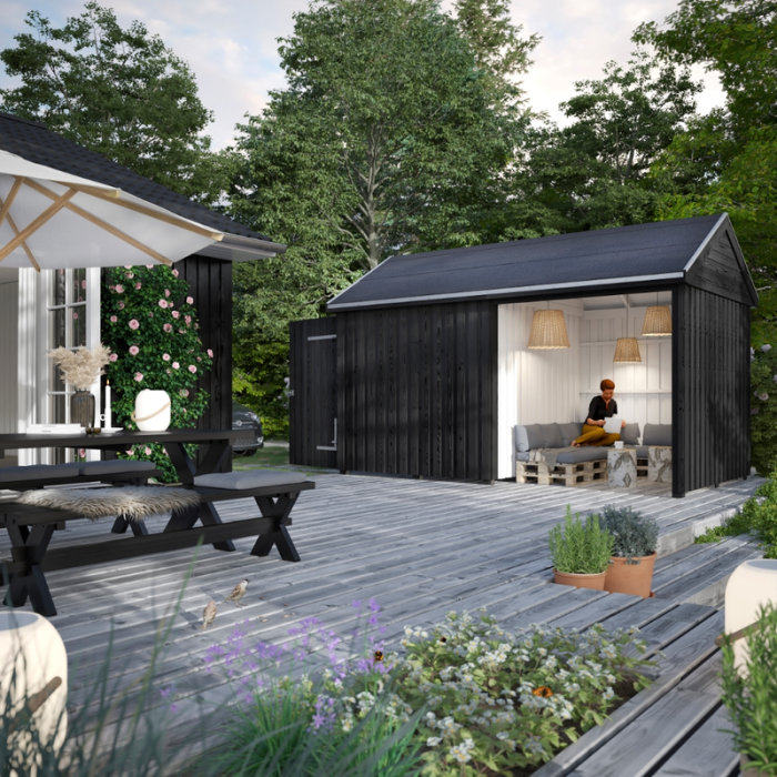 Hagehus Classic Multi 10 m2 2 Moduler Enkeldør og Lukket/Åpen Forside PLUS