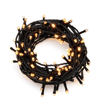 Lysgardin utendørs Gult lysende LED med svart kabel Gnosjö Konstsmide