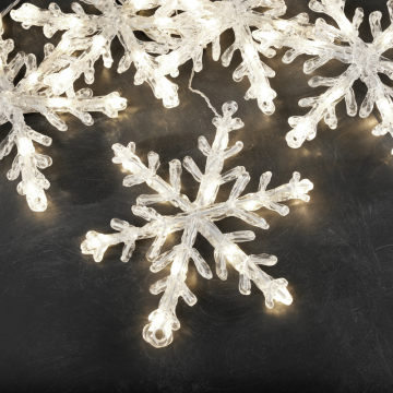 Lysgardin utendørs Snowflake varmhvitt LED-system 31V Gnosjö Konstsmide