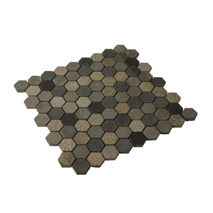 MOSAIKKPRØVE HEXAGON LAVA STONE GREY