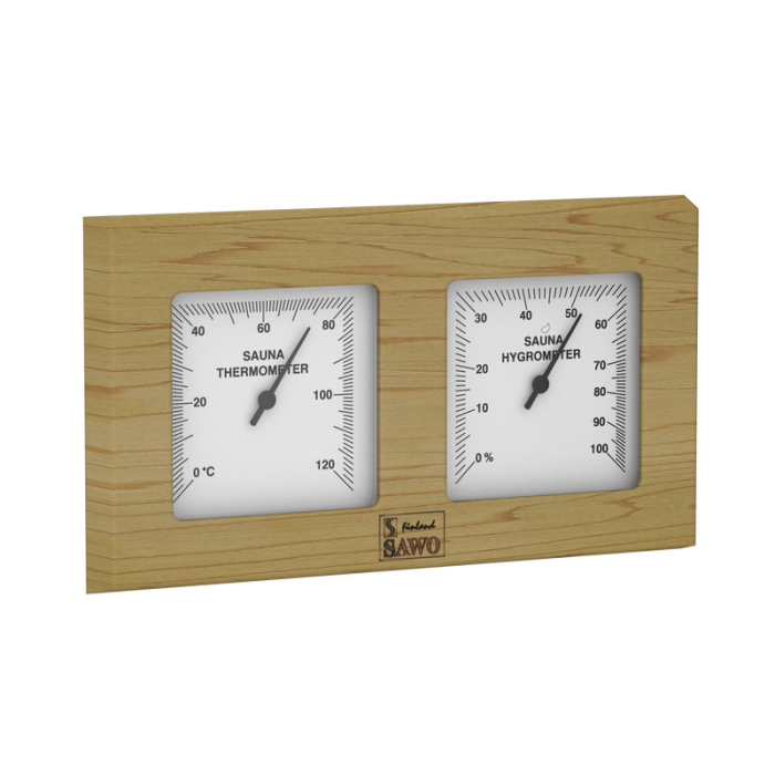 Bastu Thermo-Hygrometer Lådtyp med täckrutor 140x255 mm SAWO