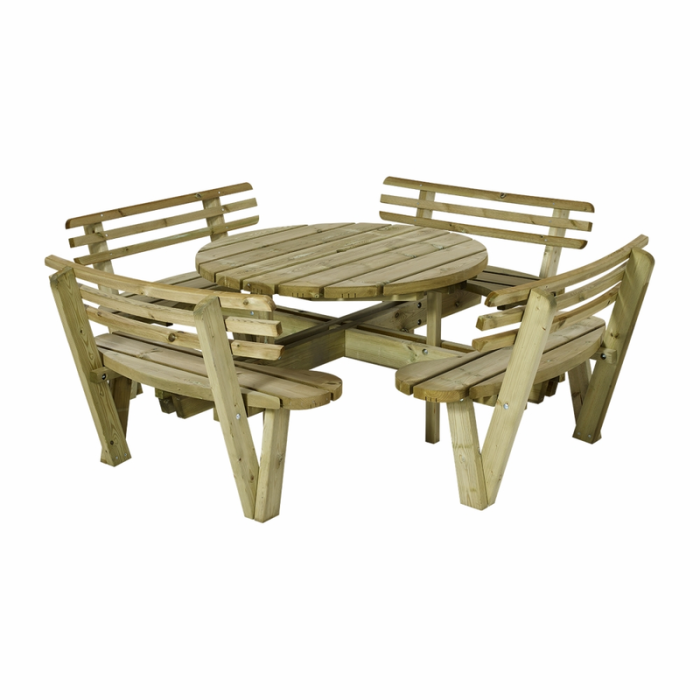 Benkesett Rundt med ryggstøtte Ø237 cm trykkimpregnert PLUS