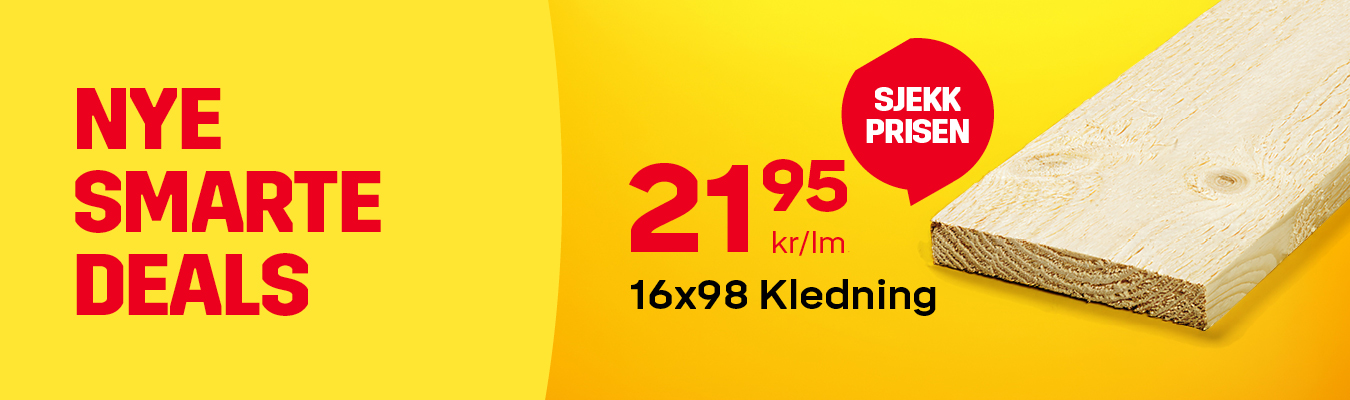 Kledning 16x98 for 21.95 kr/lm