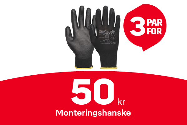 Monteringshanske 3 par for 50 kr